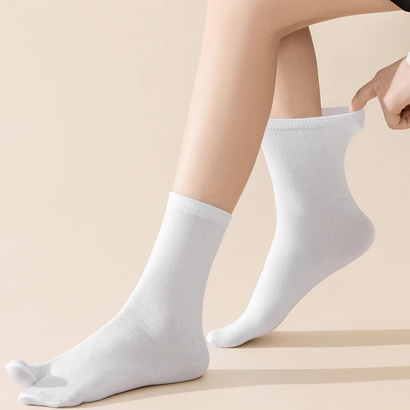 3 Pasang Kaus Kaki Tabi Pria Wanita Kaus Kaki Katun Flip Flop Gaya Jepang Kaus Kaki Dua Jari Mode Solid Kimono Sandal Kaus Kaki Split Toe