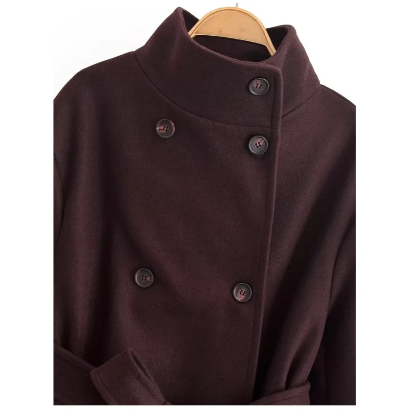 معطف HipSeam نسائي ناعم مزدوج الصدر مع حزام خريفي كاجوال بأكمام طويلة وجيب ملابس خارجية معطف نسائي أنيق