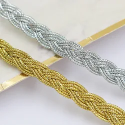 3y Gold Silver Curved Lace Trim Fabric 8mm Wide Centipede Braided Lace Ribbon DIY Garment Sewing Accessories Wedding Home Crafts