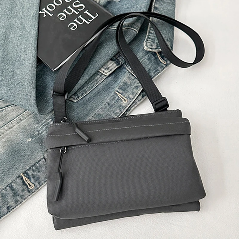 

Fashion Leisure Nylon Shoulder Bag Solid Color Waterproof Cross-Body Unisex Messenger Bag for Men and Women Unisex Phone Pouch