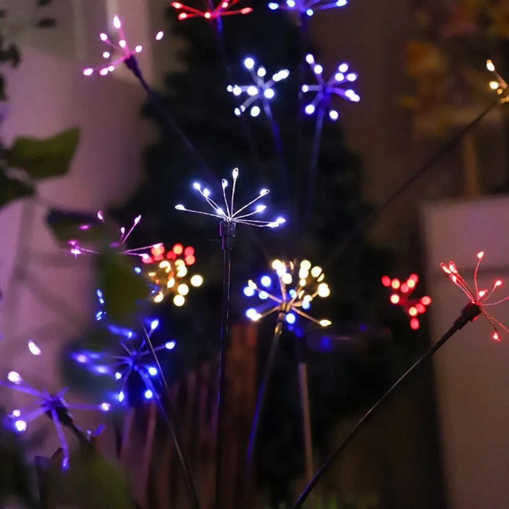 6/810 Heads Solar Light 2 Modes Switching Waterproof Landscape Lighting Ground Mounted Sparkling Stars LED Floral Firework