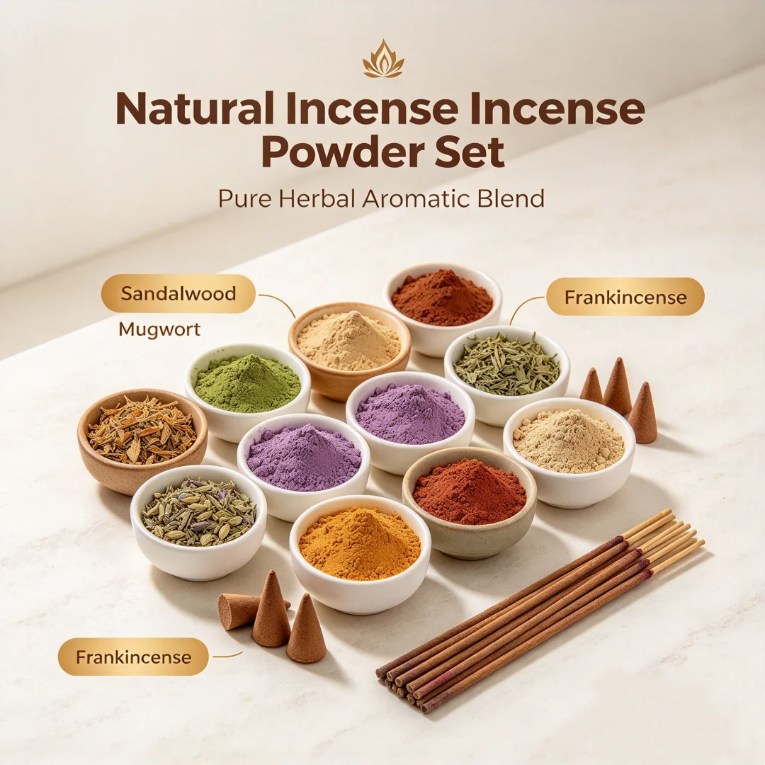 Natural Incense Powder Sandalwood Frankincense Myrrh Mugwort Cedar Lavender for Yoga Meditation Home Aromatherapy Incense Making