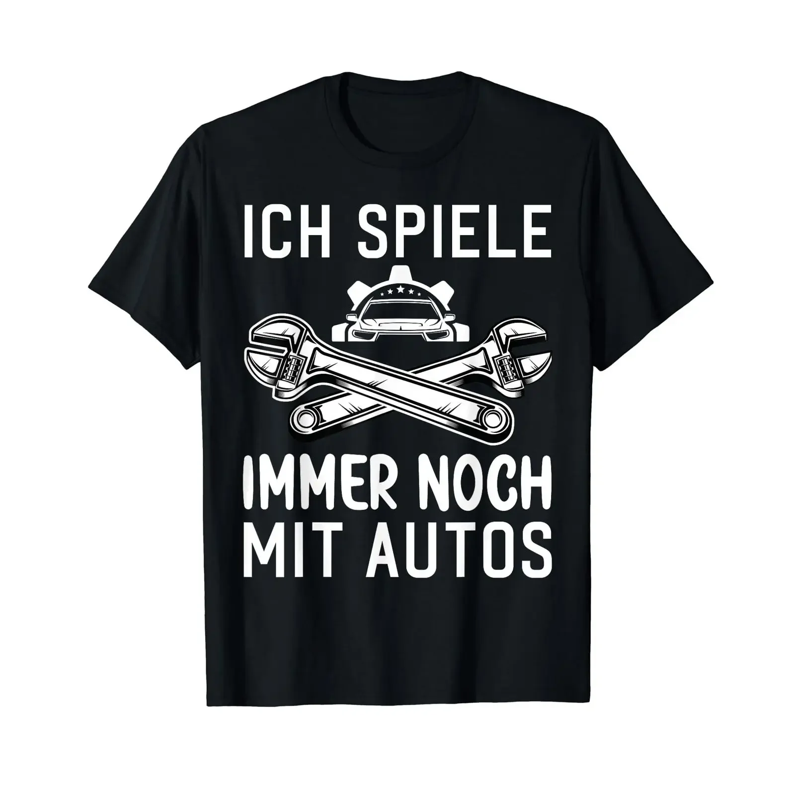 T Shirt with German Text Ich spielen noch mit Autos Auto Mechaniker Says vintage Washed Top For Everyday Wear homme Comfortable