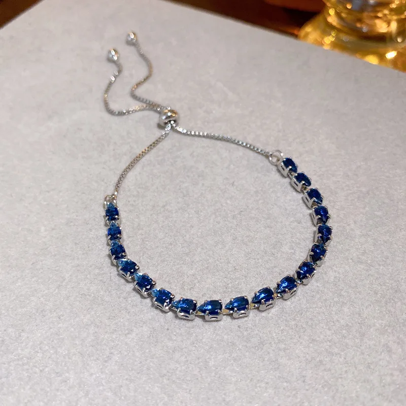 Elegant Blue Gemstone Adjustable Bracelet - Her Perfect Gift for Birthdays or Valentine's Day