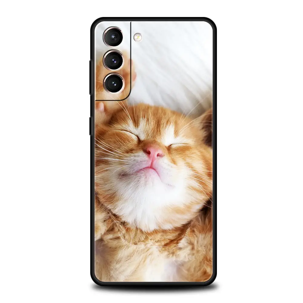 Cartoon Cute Cats Silicone Phone Case For Samsung Galaxy S23 S24 S22 S21 S20 FE Ultra 5G S10 S10E S9 S8 Plus Cover Bumper