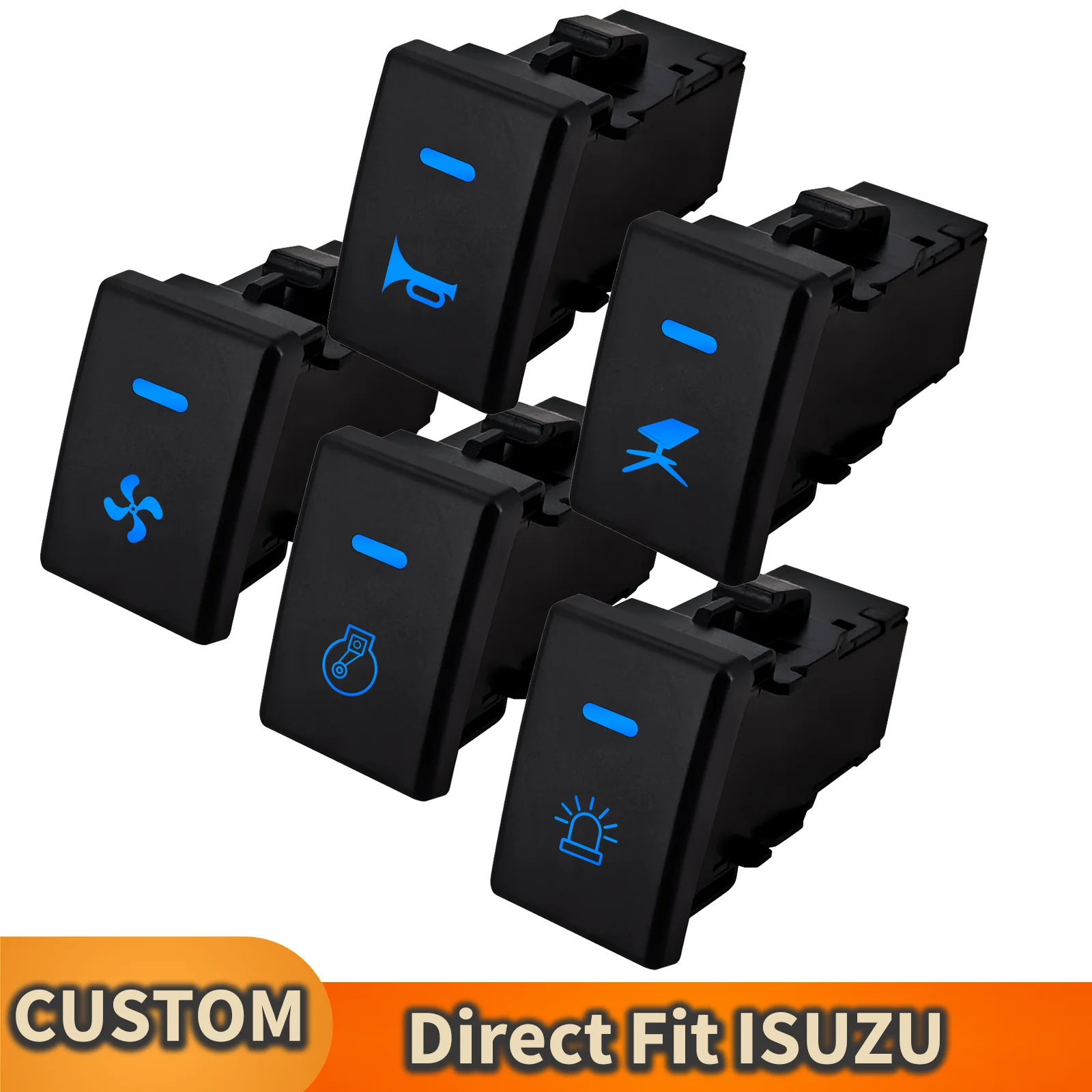 Interruptor de Botón con LED Azul de 12v, Estilo Fábrica, Luces Auxiliares para Auto, Interruptor DRL para Isuzu D-Max MU-X HOLDEN Colorado 2012~2020