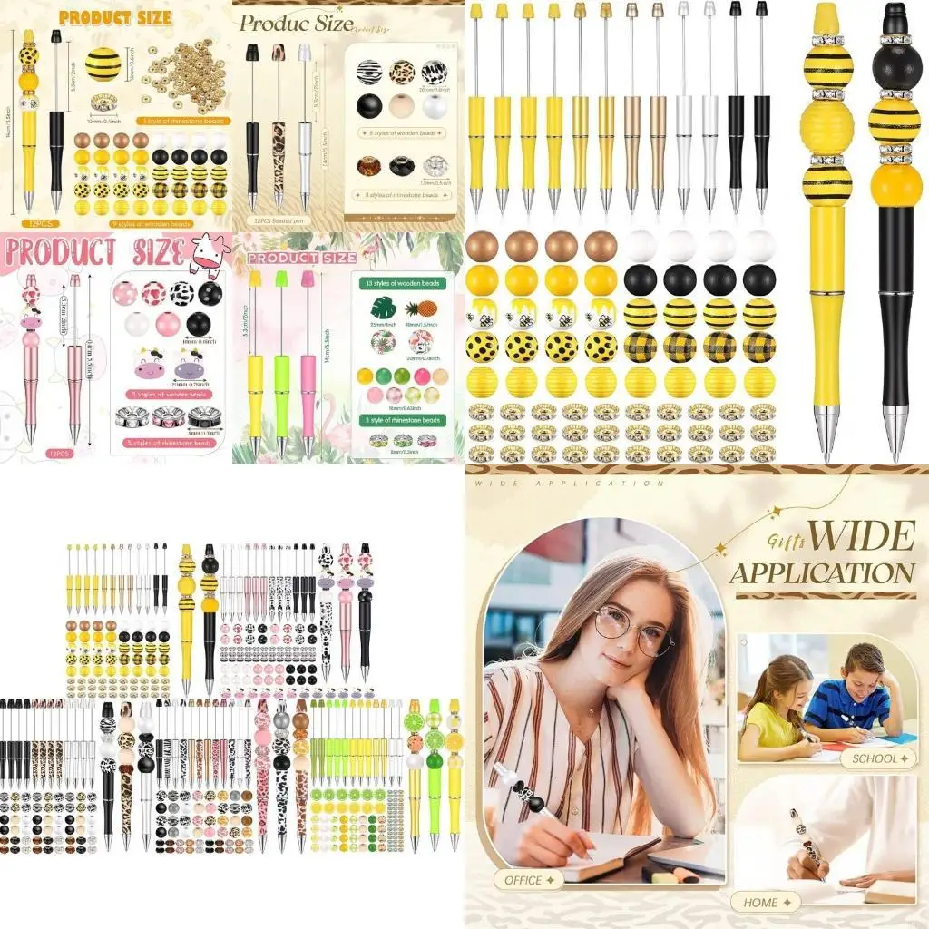 

54DA Ballpoint Pen Bead Pen Set DIY Pen Adult Students Craft Pen Material