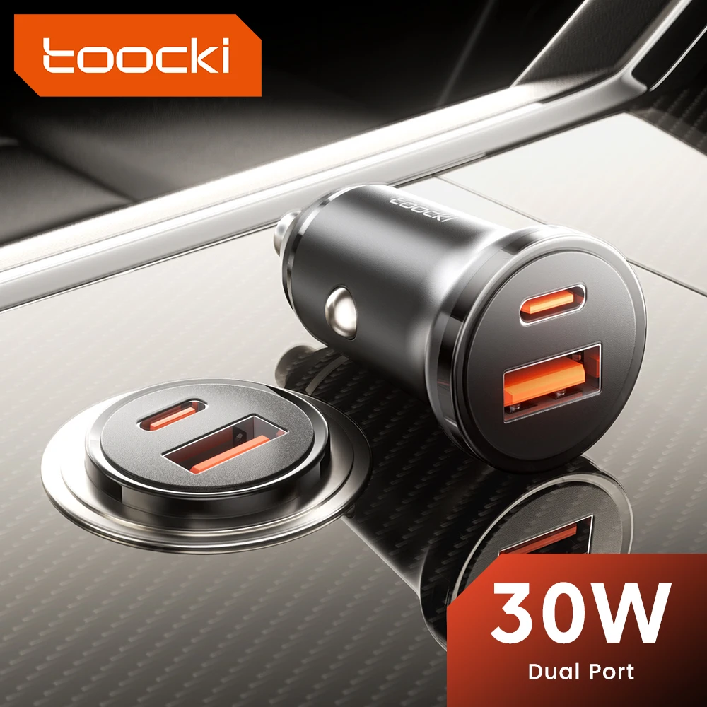 Toocki 30W Car Phone Charger PD3.0 Q3.0 PPS AFC SCP FCP Fast USB Type C Car Charger for iPhone Samsung Xiaomi Redmi Huawei Honor