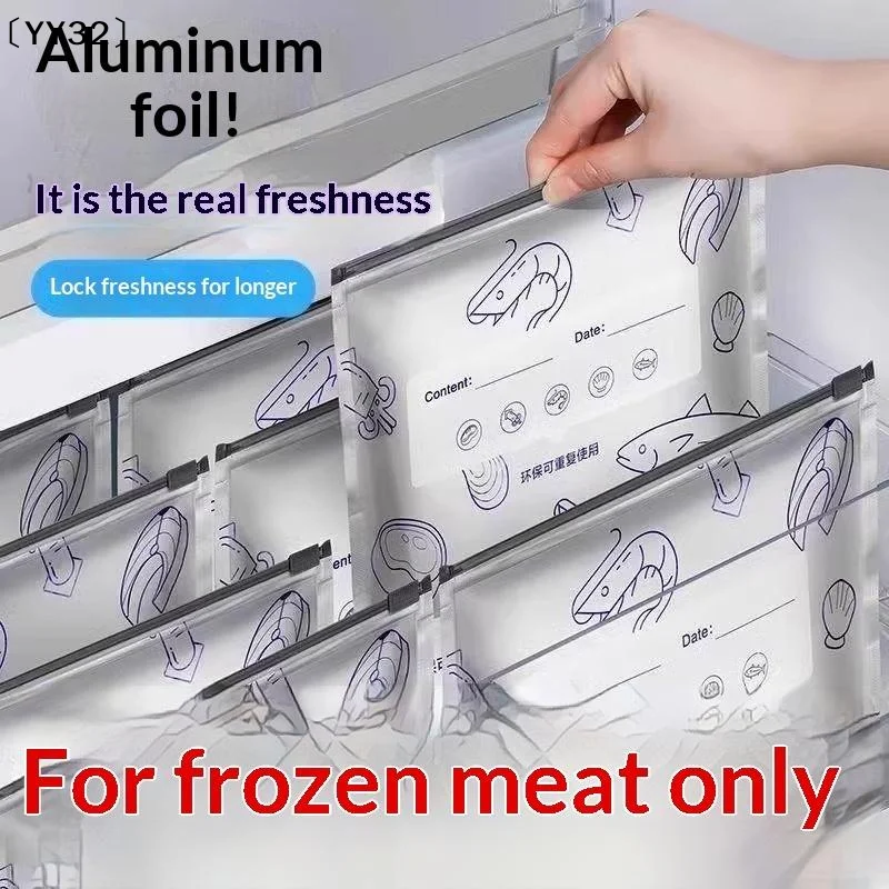 50Pcs Reusable Aluminum Foil Food Storage Bags Leakproof Seal Writable Label Perfect For Freezing Meat Fridge Organization〔YY32〕