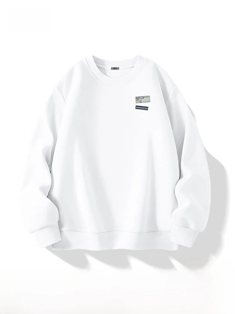 

Snow mid Flying Men's American Style White Hoodie Spring Casual Loose Fit Long Sleeve round Neck Pullover Trendy Design Stree...
