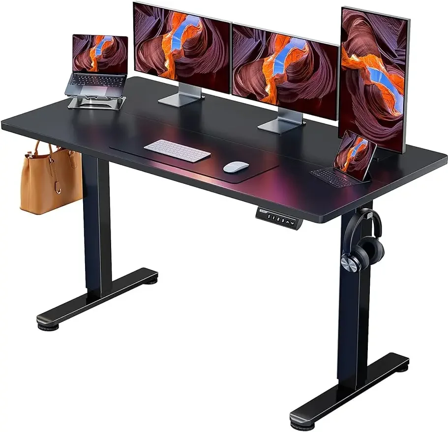 ErGear-Height Adjustable Standing Desk, Sit Stand up Memory Computer, Home Office Black, 55x28 in