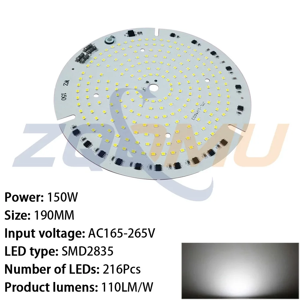 AC 165-265V Super Power 150W LED White light 6500K Chip 190MM Light Source Ligh Source Board Linear Led Lamps Around Coldwhite