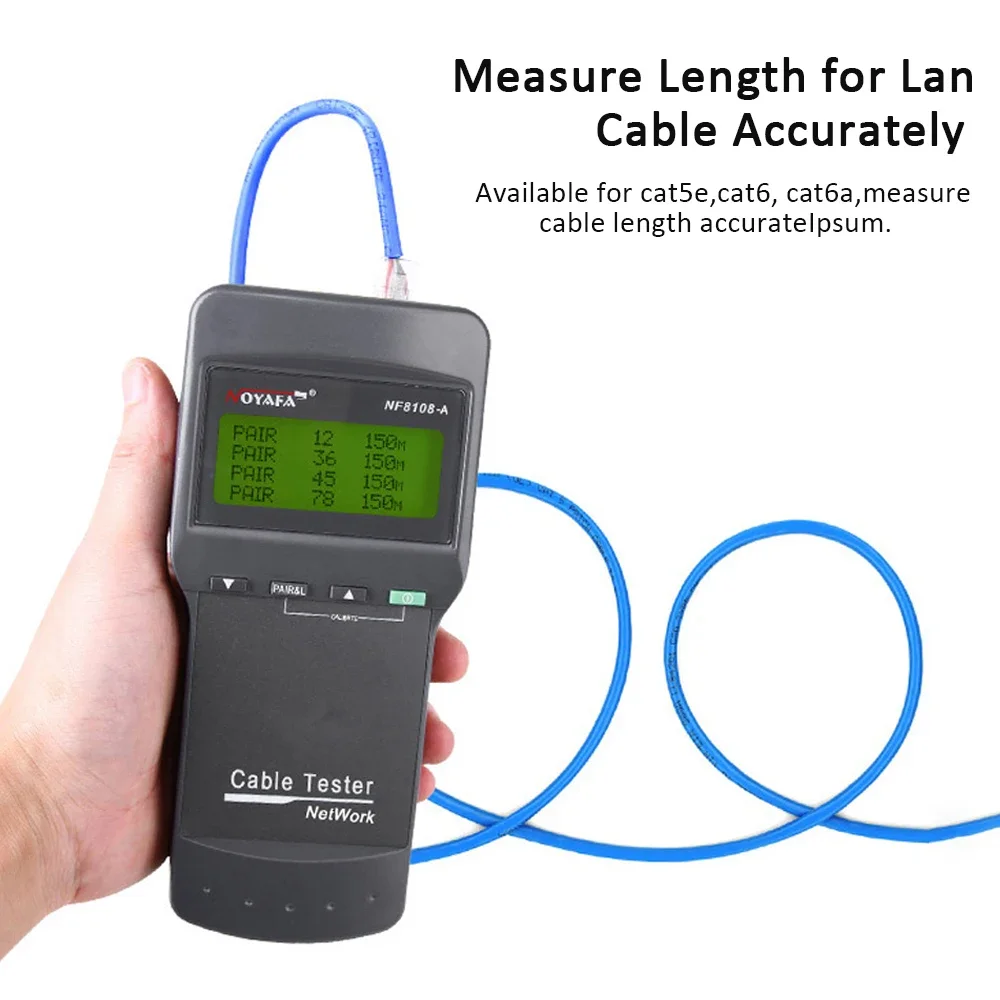 NOYAFA NF-8108M/A Internet Cable Tester Cable Tracker With LCD Display Measure Length Cabl Multifunctional Tester Network Tool