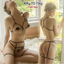 3 unids/set de ropa interior Sexy con liguero, sujetador rosa para coquetear, bragas de cuentas de masaje, conjunto de lencería de talla grande