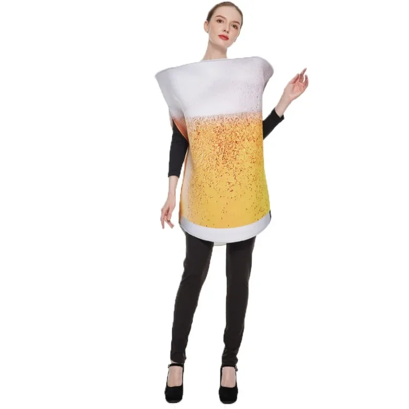 

Funny Giant Beer Mug Cosplay Costume Foam Pretend Drinks Cos Jumpsuits for Bar Stage Performances Halloween Carnival Parties