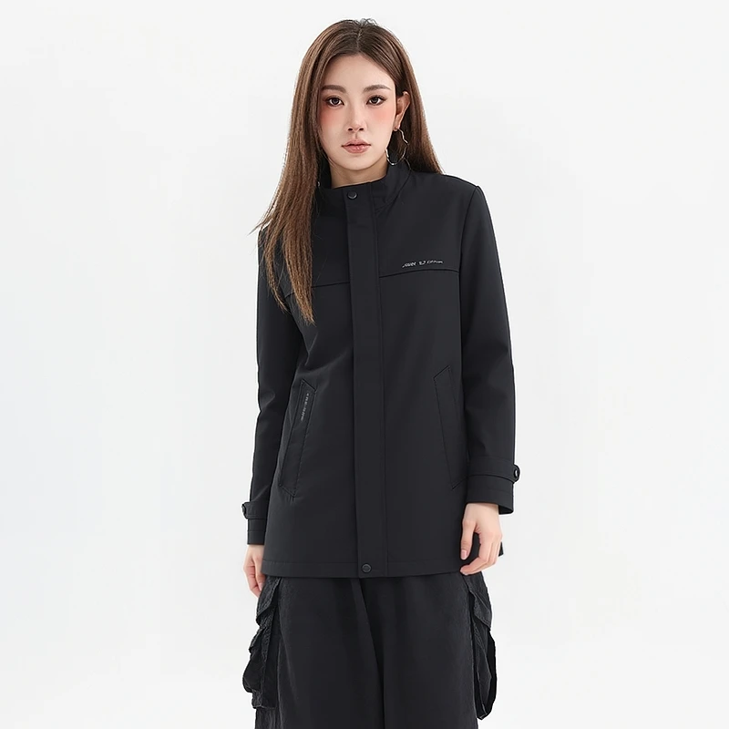 

Homesi 2025 Spring Autumn Women's New Simple Stand Collar Pure Color Sli Mid-Length Coat Busin Gentleman Sle Long ...