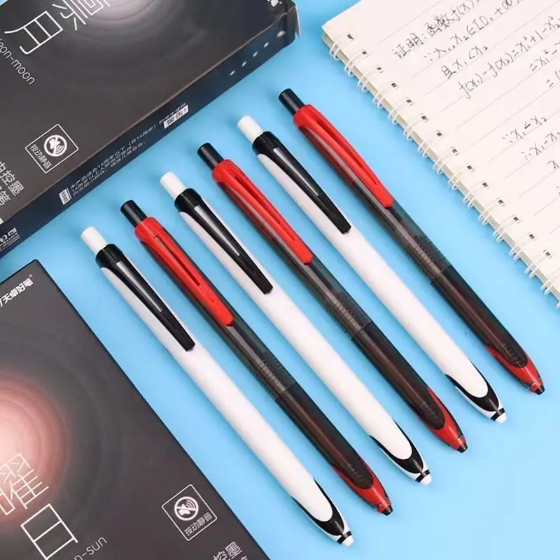 2 Pack No Bleed Black & Red Ink Click Pens with Soft Grip Wholesale Retractable Ballpoint Pens for Office School Medium Point
