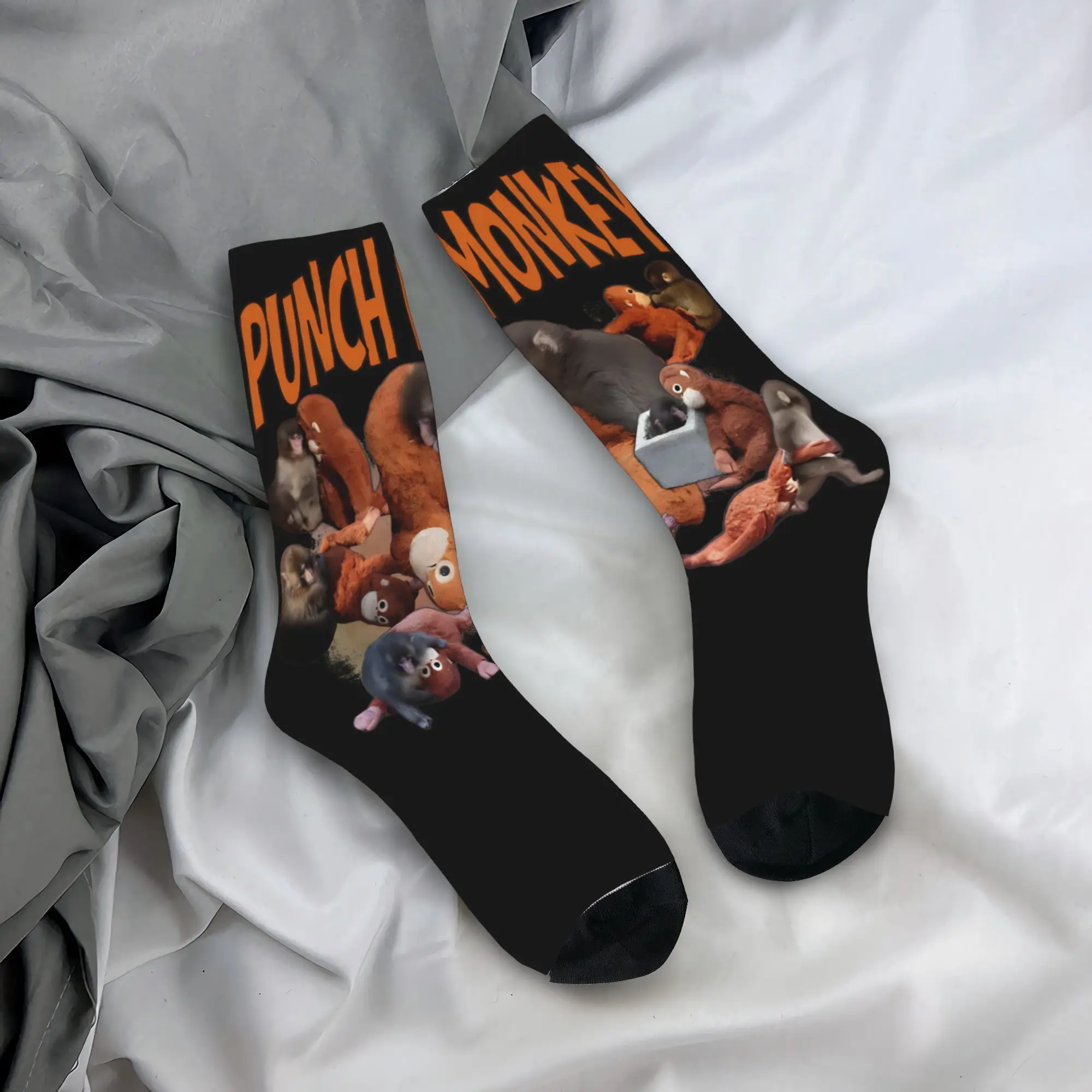

Punch Monkey Stockings Men Socks Soft Breathable Funny Socks Winter Cycling Non-Slip Design Socks Gift
