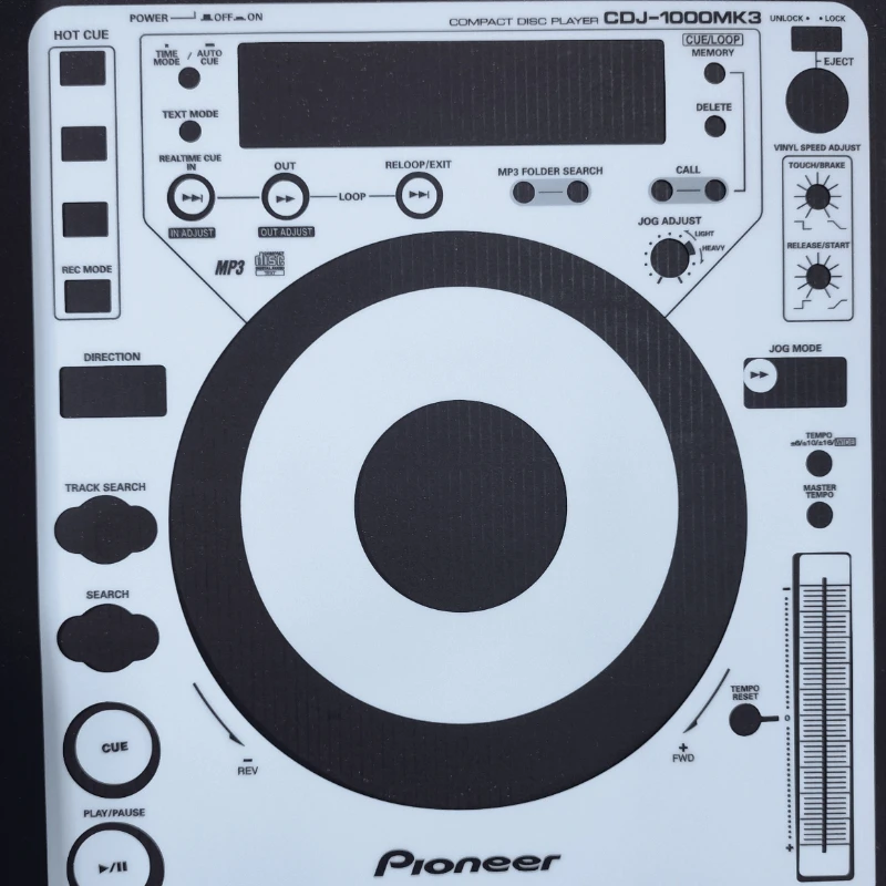 Pioneer CDJ-1000 MK3 DJ Controller Panel Film. Customizable Colorful DJ Controller Stickers for Personalization