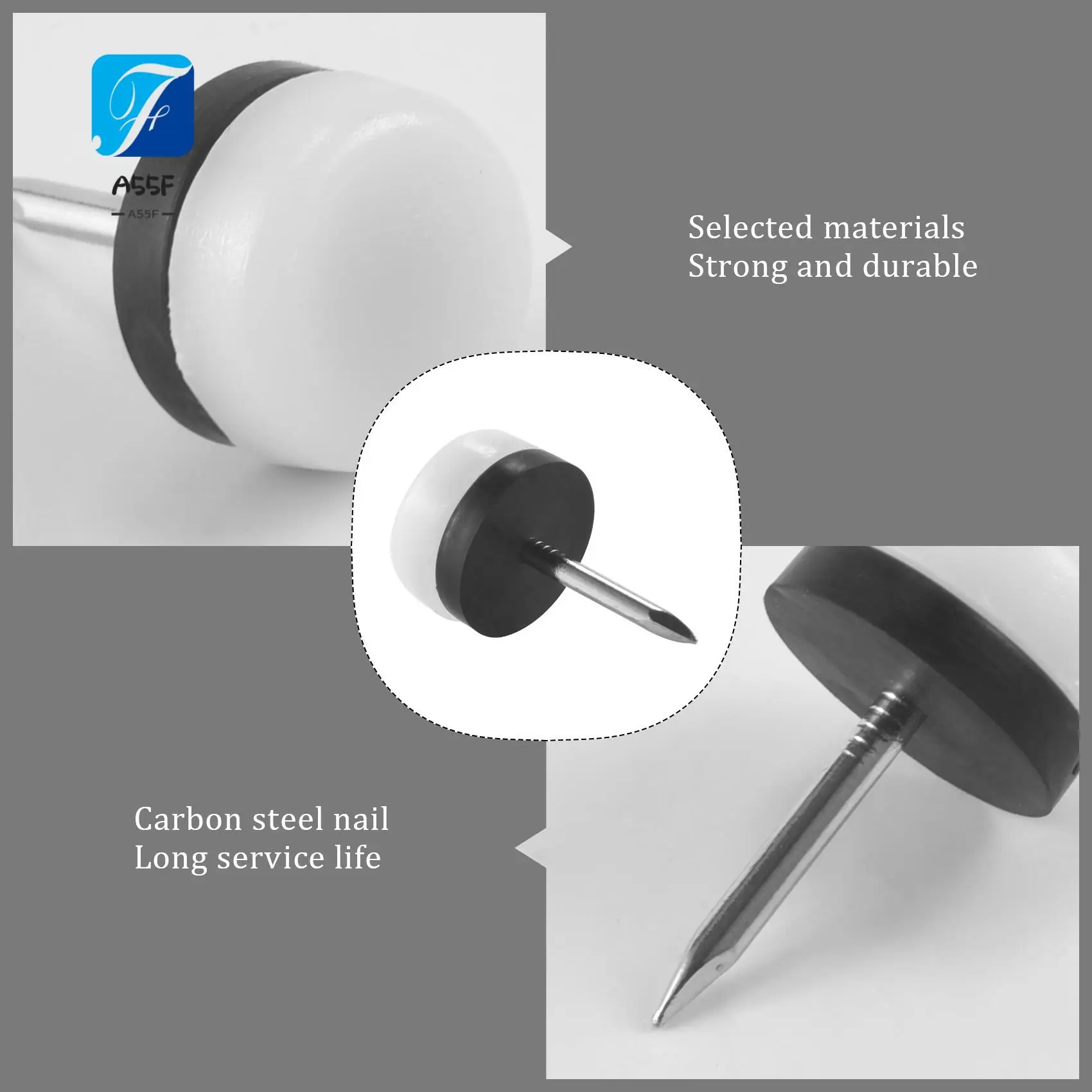 

A55F-40 шт. утолщенные мебельные направляющие, нейлоновый слайдер с гвоздями, защита для пола для деревянных ножек стула, стола, дивана (18 мм или 0,