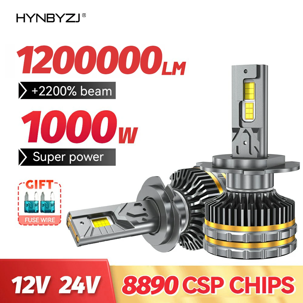 HYNBYZJ 1000W H7 H4 Led Lamp 1200000LM Led Lights For Car H1 H3 H8 H9 H11 HB3 9005 HB4 9006 9012 9007 9008 Led Headlight Bulb