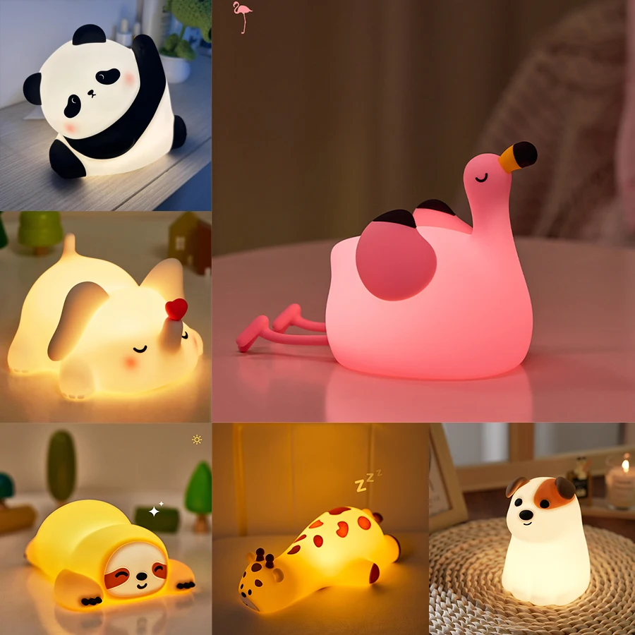 Kawaii سيليكون اللمس Led الجدول مصباح قابلة للشحن المزاج ليلة ضوء لعبة الرضاعة الطبيعية الحضانة طفل رضيع الاطفال هدية غرفة ديكور #1