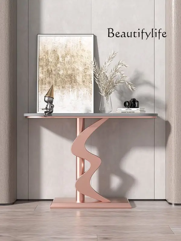 

Xuanguantai marble aisle special-shaped art decoration table, living room entry minimalist ultra-narrow end view table