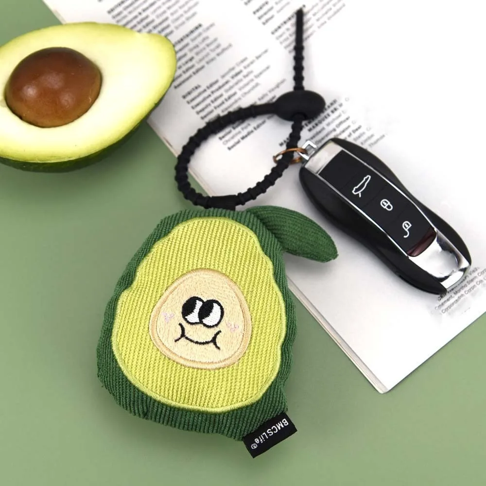 

Cartoon Pendant with Shopping Bag Corduroy Large Capacity Eco-friendly Folding Pouch Doll Soft Plush Fruit Key Ring Outdoor