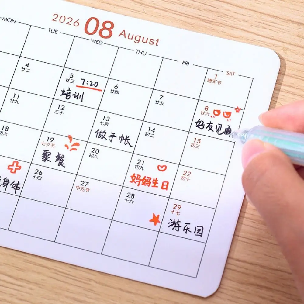 Space-Saving 2027 Desk Calendar Pen holder 3 Grids Plastic Makeup Brush Holder Lightwight October 2026 - December 2027