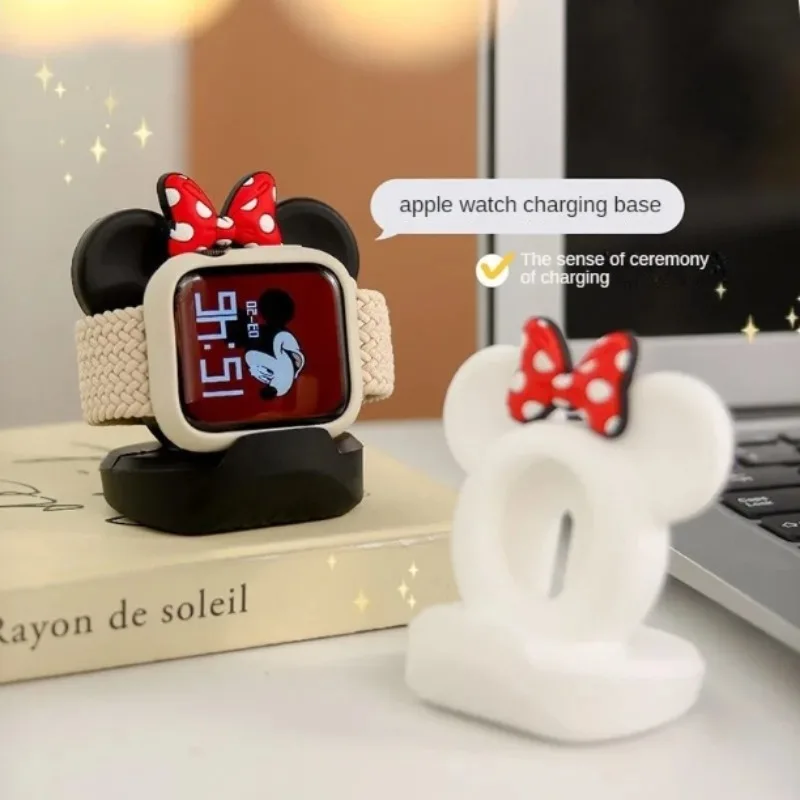 Disney Mickey Charger Stand Mount Silicone Dock Holder for Apple Watch 4/3/2/1 Charger Anime Desktop Wireless Charger Base Gift