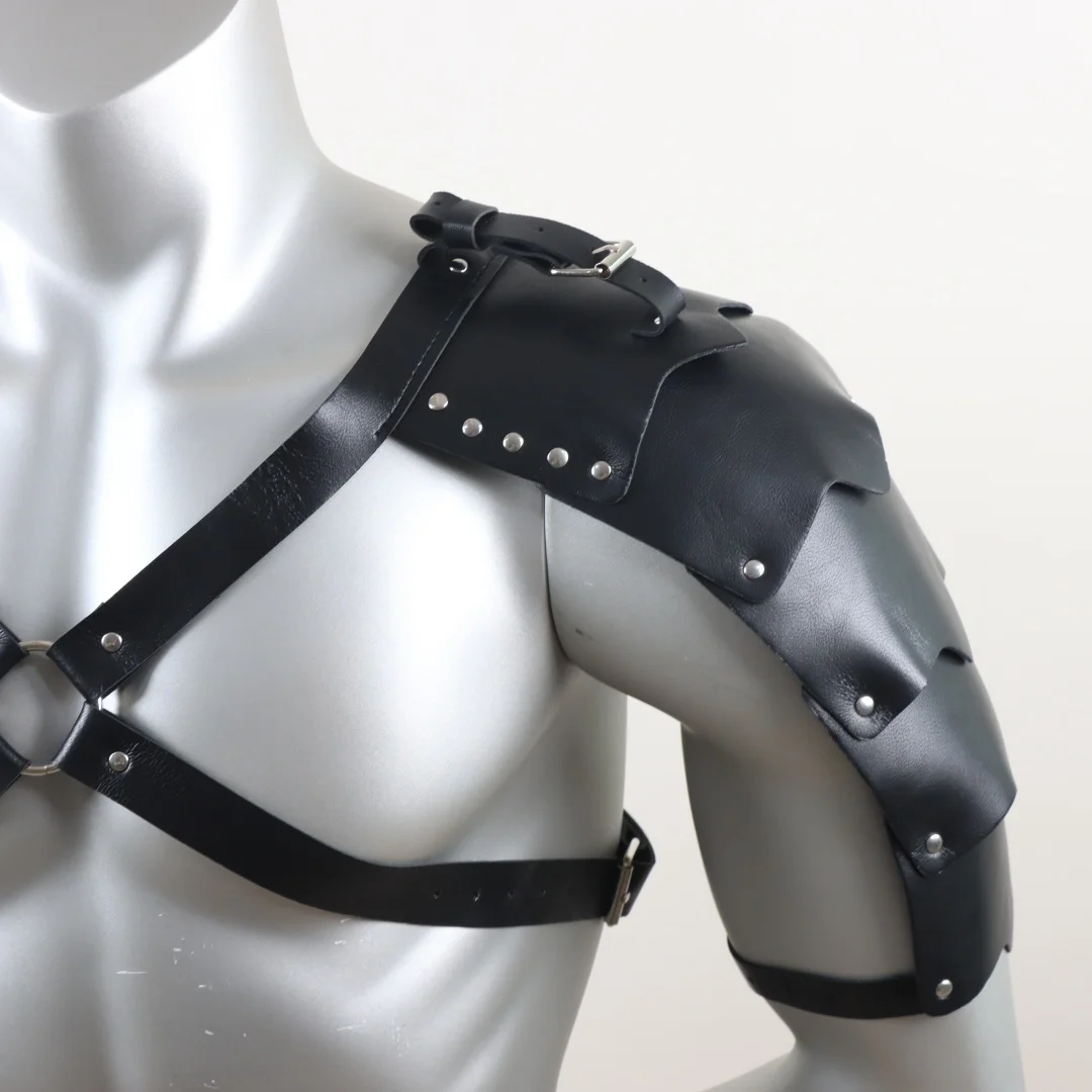 Mittelalterliches Kostüm Cosplay Zubehör Vintage Gothic Leder Harness Gürtel Spaulder Pauldrons Viking Ritter Gladiator Schulterpanzer – Detail 10