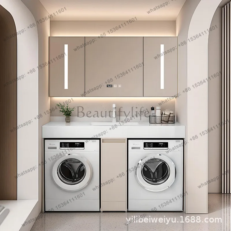 Bathroom Washer Dryer Integrated Cabinet Slate Washing Table Combination