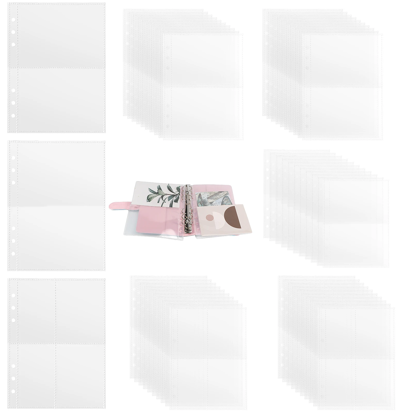 

50pcs Wear Resistant Storage Refill Pages Postcards Photocards Ultra Clear For A5 6 Ring Binder Photo Sleeve Transparent Wallet