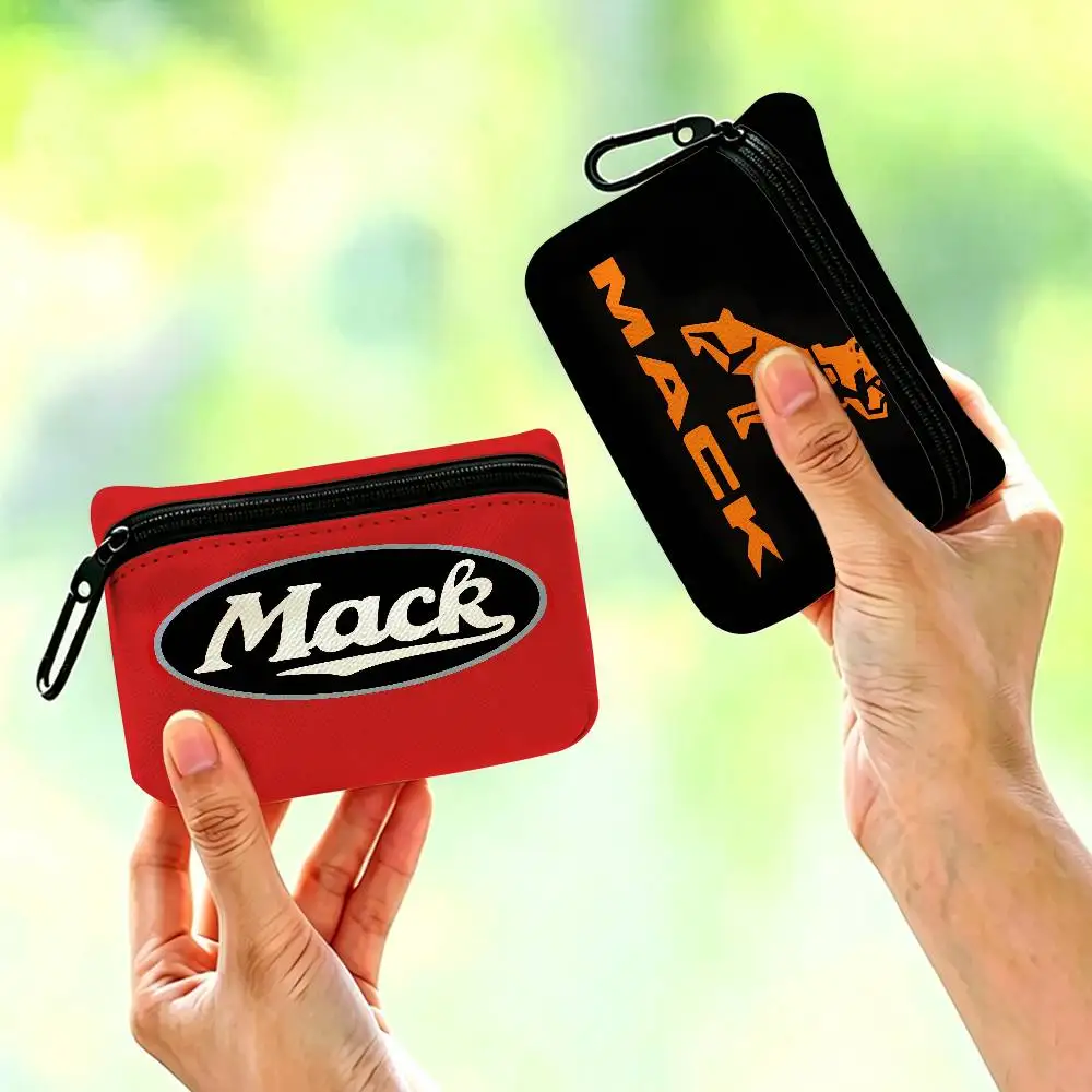 Heavy Truck Brand M-MackS T-Trucks Portable Oxford Cloth Coin Purse Alloy Carabiner Hook Small Zipper Pouch For Backpack