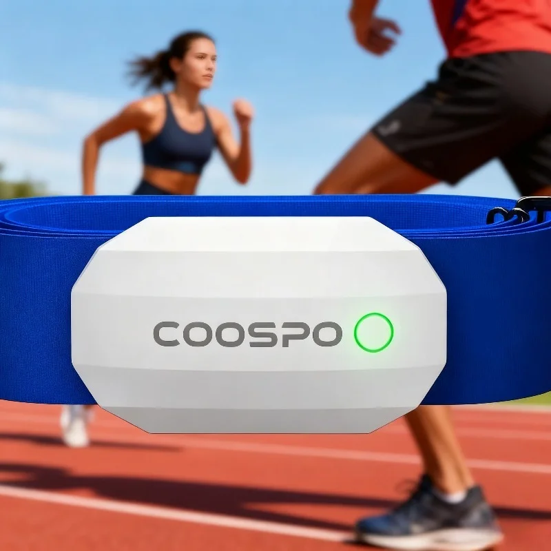 COOSPO H808S مستشعر معدل ضربات القلب وضع مزدوج ANT بلوتوث مع حزام الصدر كمبيوتر لركوب الدراجات لشاشة Wahoo Garmin Zwift الرياضية