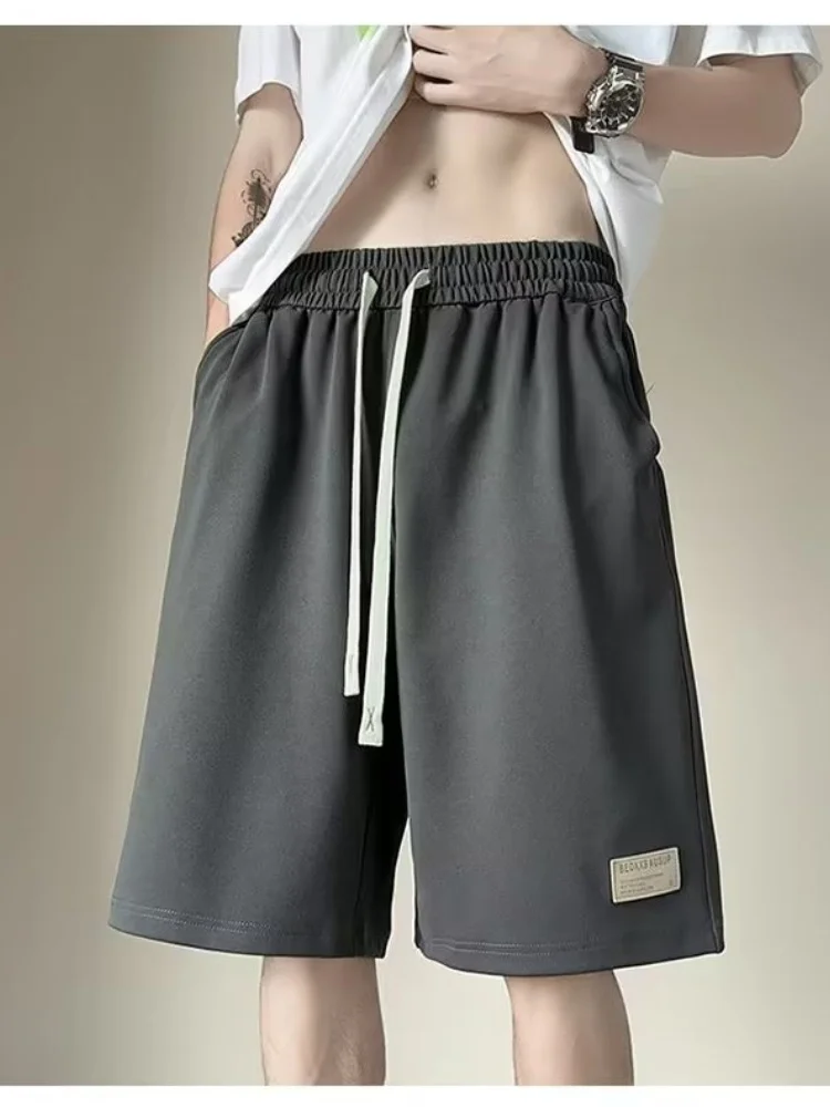 

Мужские шорты из ледяного шелка, летние, тонкие, прямого кроя, повседневные, свободные, длиной до середины бедра, модные, молодежные