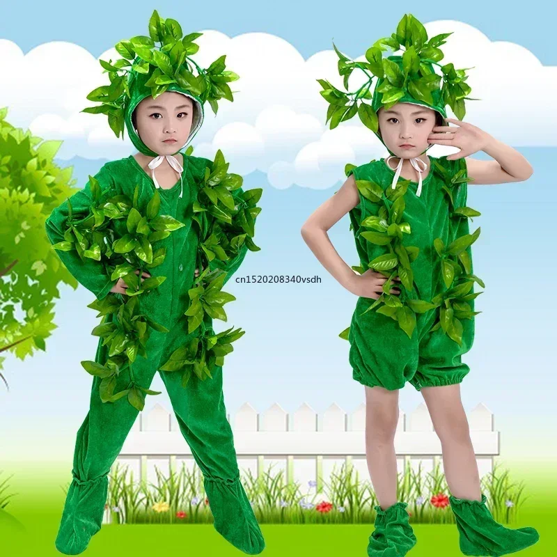 Vêtements de Performance d'Arbres Verts, Costume d'Halloween pour Enfants, Plantes Cosplay, Costumes d'Arbre de Noël, Tenue de ix