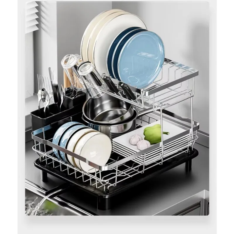 

Wholesale Stainless Steel Dish Drain Rack Sink Side Storage Cutlery Rack for Dishes Chopsticks Drain Basket Kitchen Rack