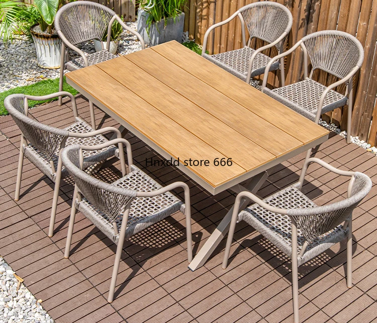 Outdoor tables and chairs preservative plastic wood courtyard combination garden coffee outdoor