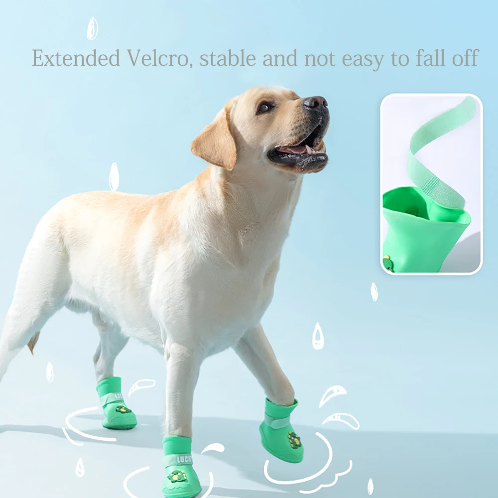 Waterproof Anti-Slip Rubber Rainshoe for Pets,Outdoor Shoe,Ankle Boots,Pet Accessories,Small Medium and Large Dogs and Cats,4PCs