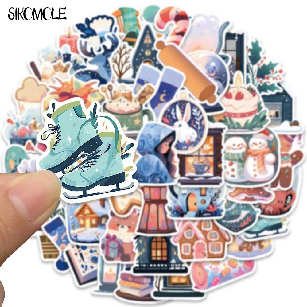 10/30/50PCS Winter Happy Life Cartoon Stickers Christmas Kawaii DIY Travel Luggage Guitar Fridge Laptop Graffiti Sticker Kids