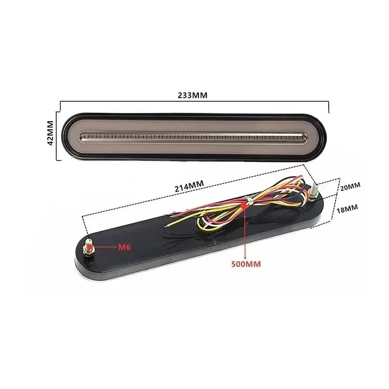 12V 24V 3 in 1 Truck Trailer Tail Brake Lights Water New for Red + Yellow RV LED Tail Light Sequential Flowing Signal Light Lamp