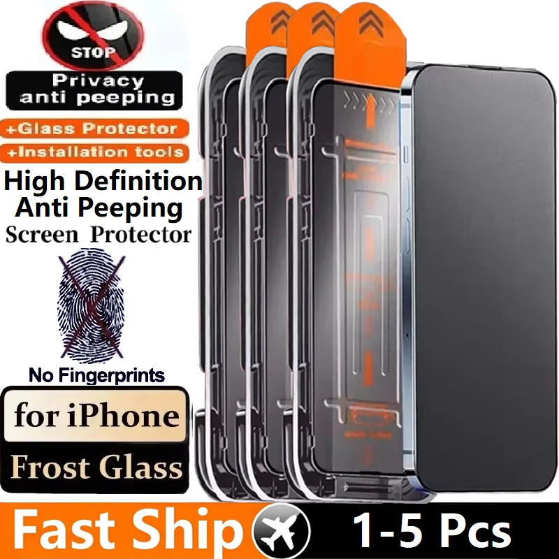 

Oleophobic Coating Dust free Installation Screen Protector For iPhone 16 13 11 12 14 Pro Max 15 7 8 Plus XR XS X Frosted Glass
