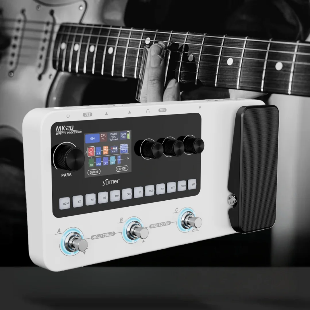 

Педаль процессора мультиефектов Yuimer MK-20: 3,5-дюймовый ЖК-дисплей, 320+ эффектов, 150 предустановок, петель, барабанная машина, USB-аудио, аккумулятор 8 часов