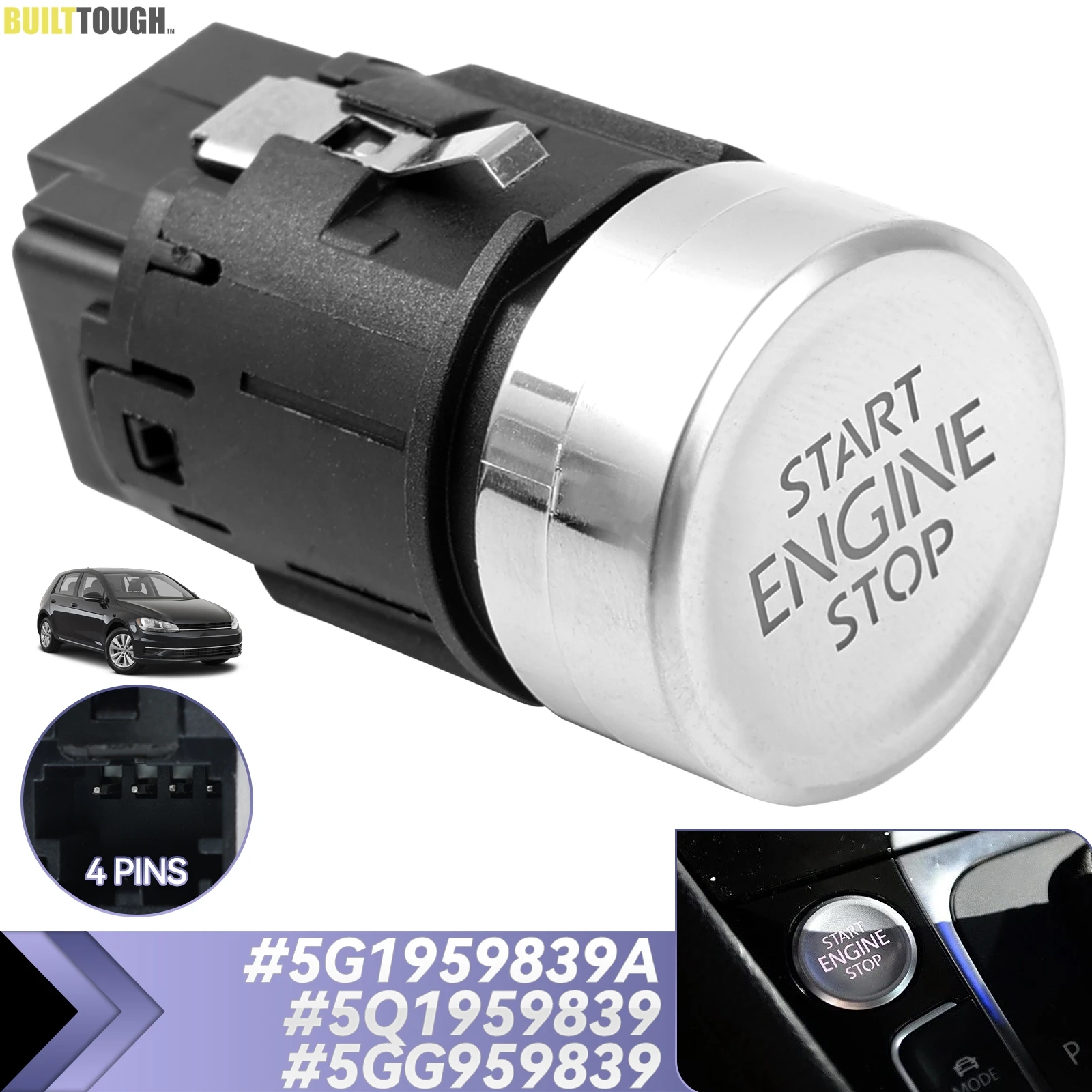 For VW Golf 7 MK7 VII 2013- Car Keyless Start Stop Button Engine Ignition Starter Switch Push #5G1959839A 5Q1959839 5GG959839
