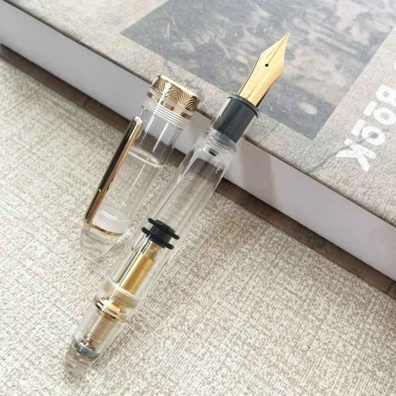 

Large MAJOHN P140 BOCK NO.8 F/M Nib Acrylic Piston Transparent Fountain Pen Ebonite Feed Large Capacity Ink Writing Luxury Pen