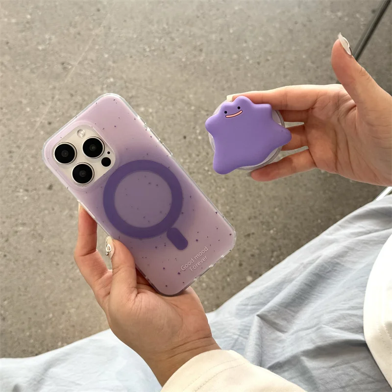 Fashion Purple Splash-ink Magnetic Phone Case For iPhone 15 Pro 12 13 14 Pro Max Cover with Magsafe Holder Silicone Cases Funda