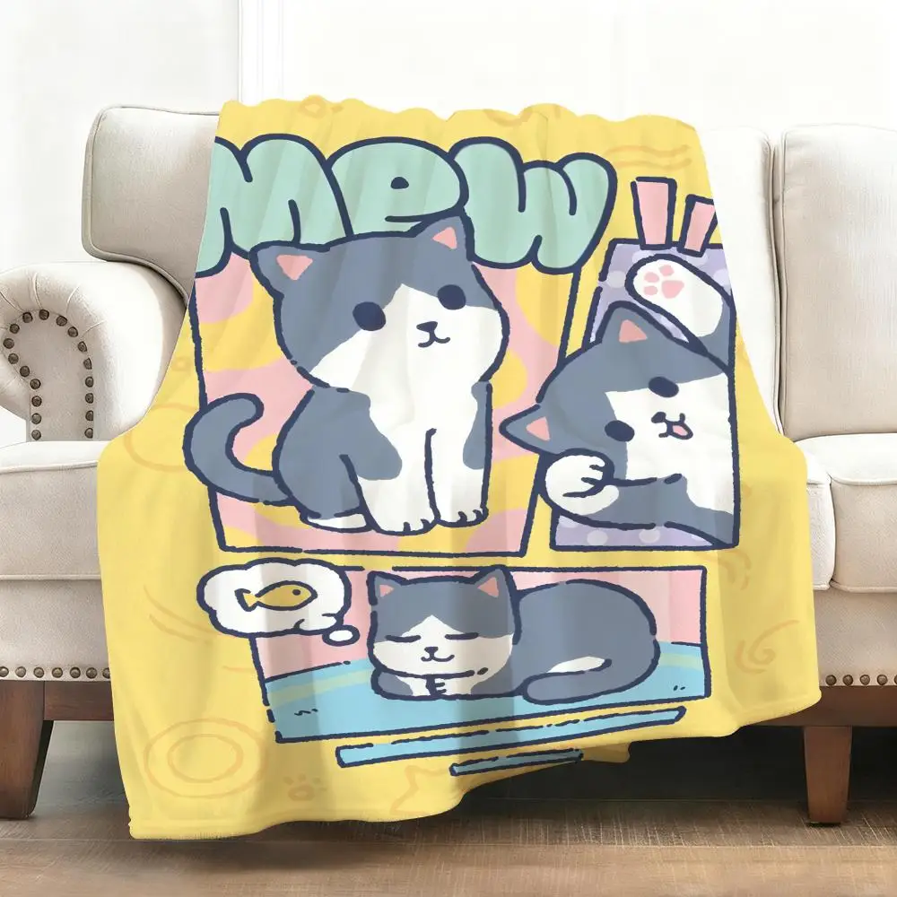 Kawaii Katze Hund Überwurf, weiche Flanelldecke, warmes Knie, hautfreundlicher Überwurf für Sofa, Büro, Bett, Reisen, Winter, Übergröße