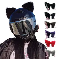 Decoración de orejas de gato para casco de motocicleta, pegatinas de felpa bonitas, casco de Motocross, cara completa, decoración de casco todoterreno, estilo de Cosplay