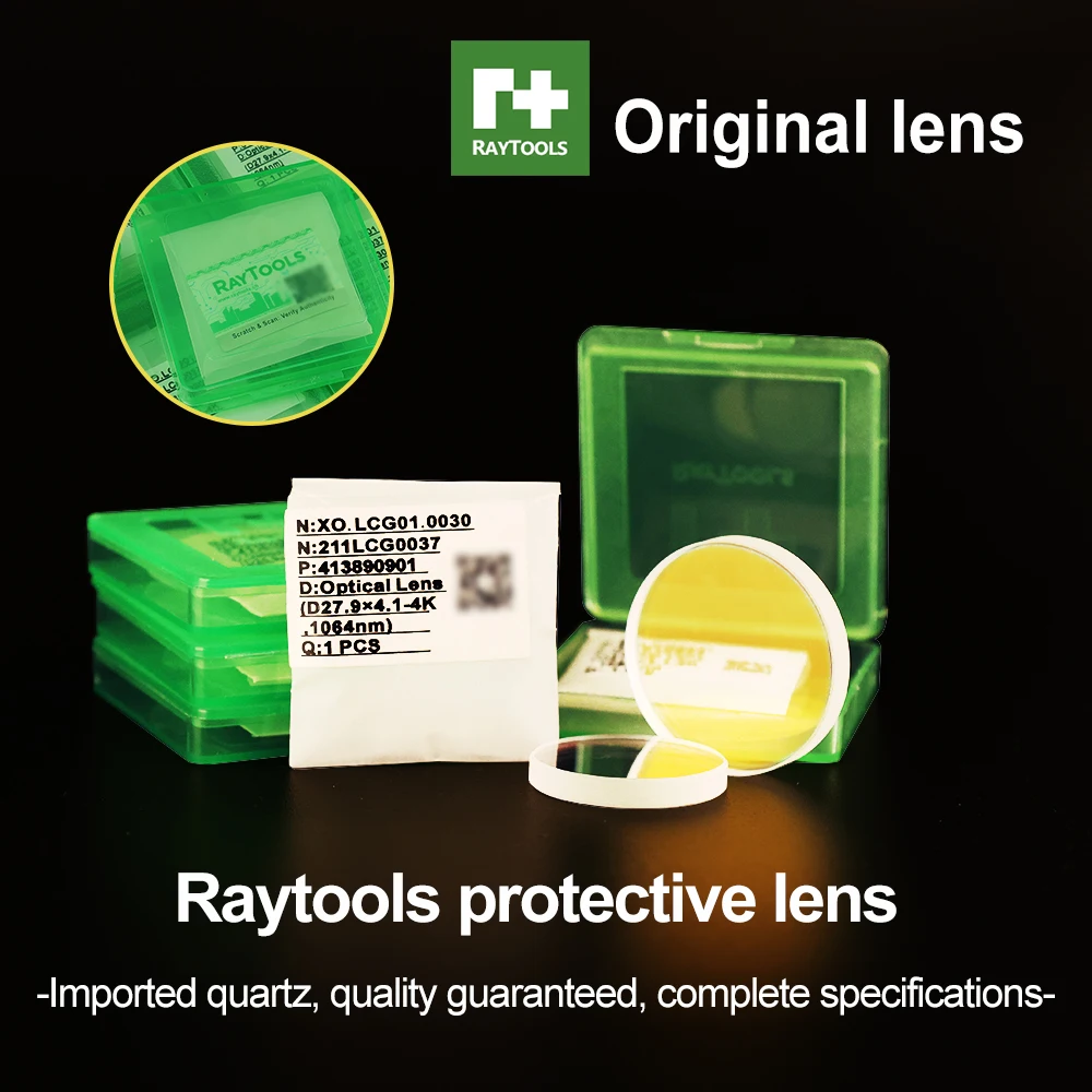 Raytools-Lentille de protection optique 37x7, 27.9x4.1, pièces de machine de découpe en fibre de pton fondue